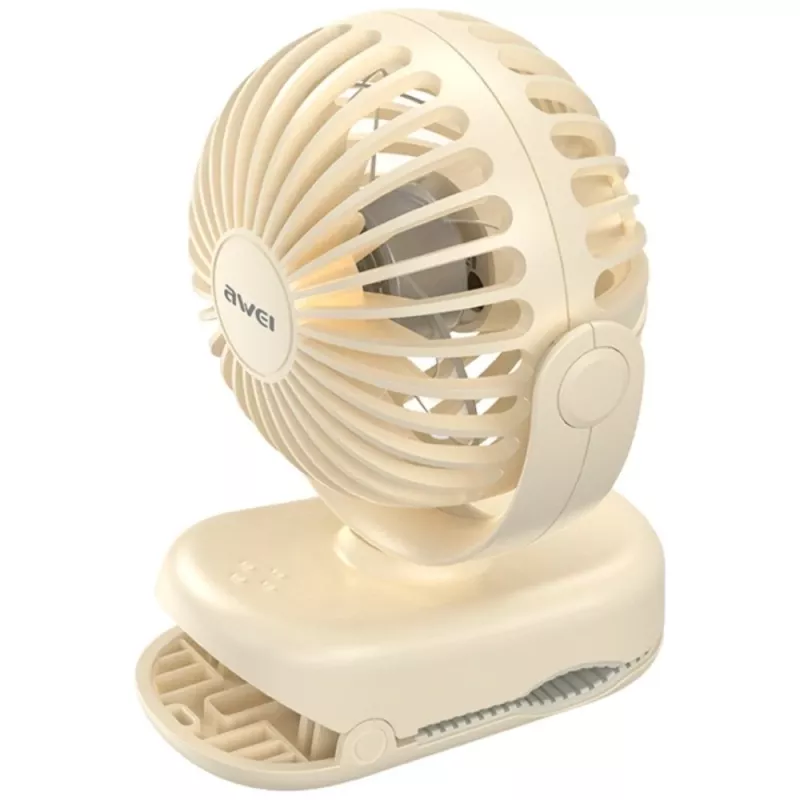 AWEI F45 Mini Desk Fan with Clip, 1200mAh, White