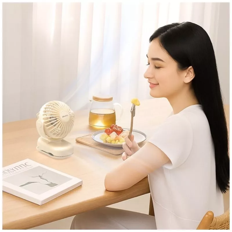 AWEI F45 Mini Desk Fan with Clip, 1200mAh, White