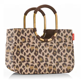 Reisenthel Loopshopper L Shopping Basket Tote Bag Leo Macchiato, 25L, Brown/Beige