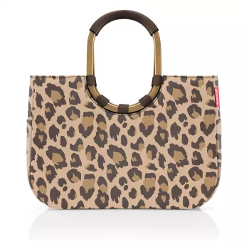 Reisenthel Loopshopper L Shopping Basket Tote Bag Leo Macchiato, 25L, Brown/Beige
