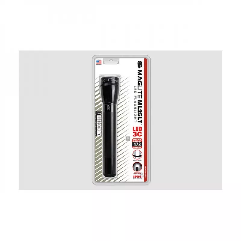 Maglite ML25LT 3 C-Cell LED Lāpstiņa, Melna, 177 Lumeni