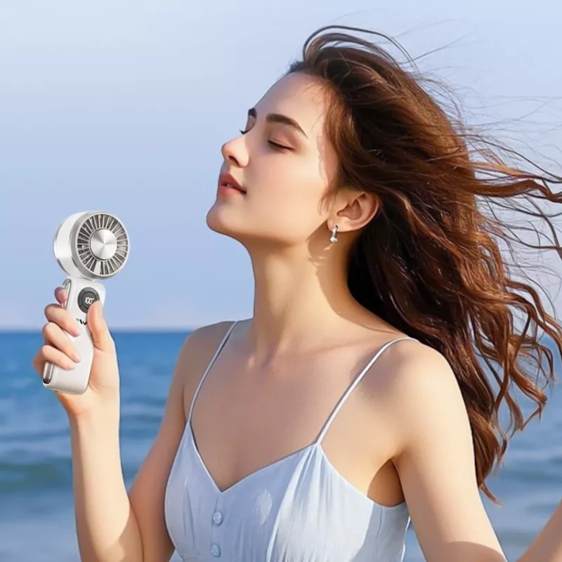 AWEI F39 Fast Ice Mini Rokas Ventilators, Ledus Balts, 3600mAh, Turbo Dzesēšana, 5 Ātrumi, USB-C