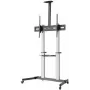 MANHATTAN Aluminium Multimedia TV Stand on Wheels Height Adjustable 152.4-254cm 60-100 inch up to 80 kg Tilt Rotate Shelf (462563)