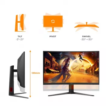 AOC C32G4Z 31,5 inch Curved Gaming Monitor, Full HD, 240Hz, 1ms, VA, FreeSync Premium, Black/Red