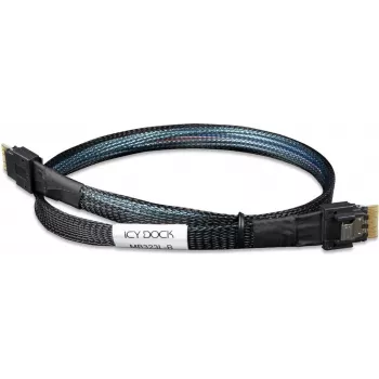 ICY DOCK MB323L-B SlimSAS 4i 38-pin SFF-8654 to SlimSAS 4i 38-pin SFF-8654 kabelis, PCIe 4.0, 0,5m