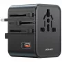 USAMS Travel Adapter 25W 4in1 US/AU/EU/UK Black CC309