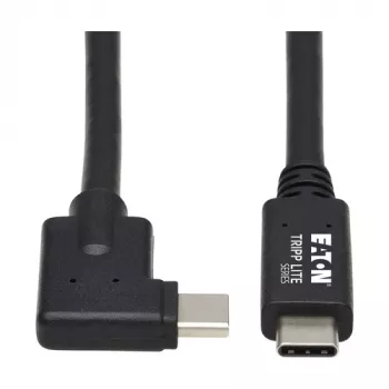 Eaton Tripp Lite Series USB-C kabelis (M/M) - USB 3.2 Gen 2, Thunderbolt 3, 100W PD uzlāde, taisnleņķa spraudnis, melns, 1 m (3.3 pēdas)