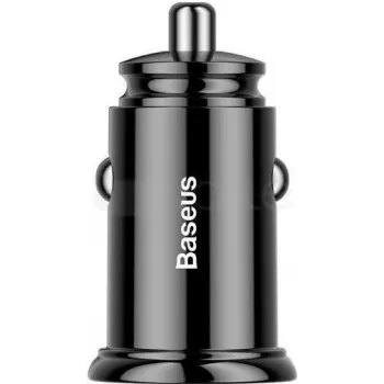 Baseus Circular PD QC4.0+ 30W Auto Lādētājs ar Diviem Portiem (USB-C + USB-A) - Melns