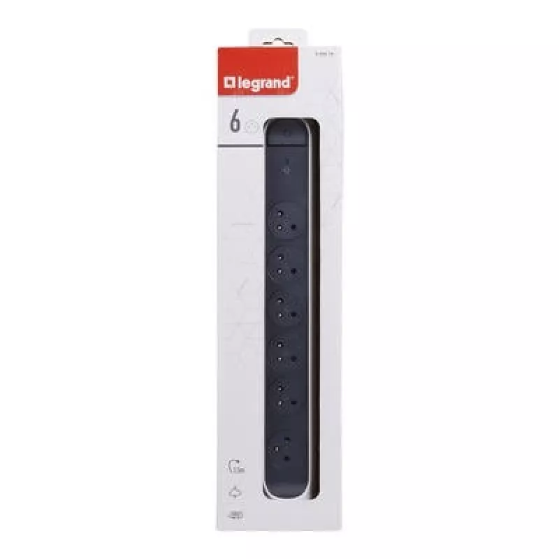 Legrand Surge Protected Extension Lead 6x Type F Sockets 1,5m White/Black