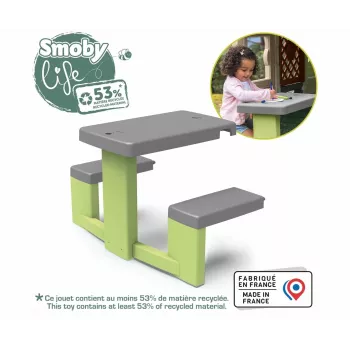 SMOBY Life Bērnu piknika galds Zaļš/Pelēks