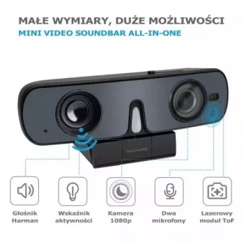ROCWARE RC08P Webkamera, Melna, USB, 1080i/720p, Iebūvēts Mikrofons