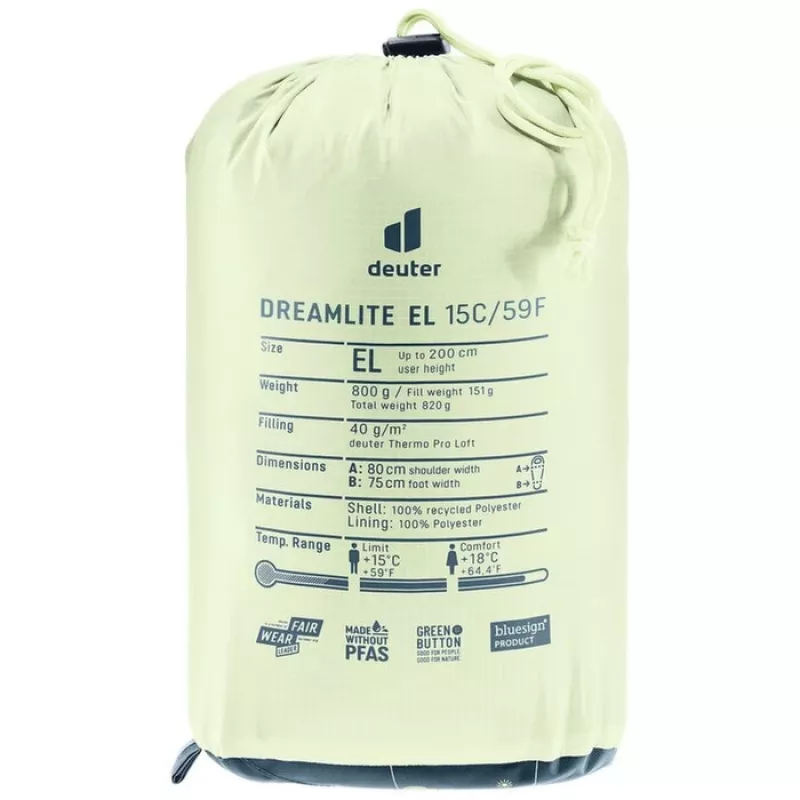 Deuter Dreamlite 15C/59F Sleeping Bag, Nautic/Breeze