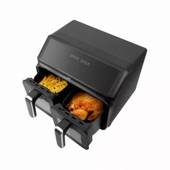 ELDOM FR210 DualCrisp Divu Grozu Fritieris, 2200 W, 8 L Tilpums, LED Displejs, Melns
