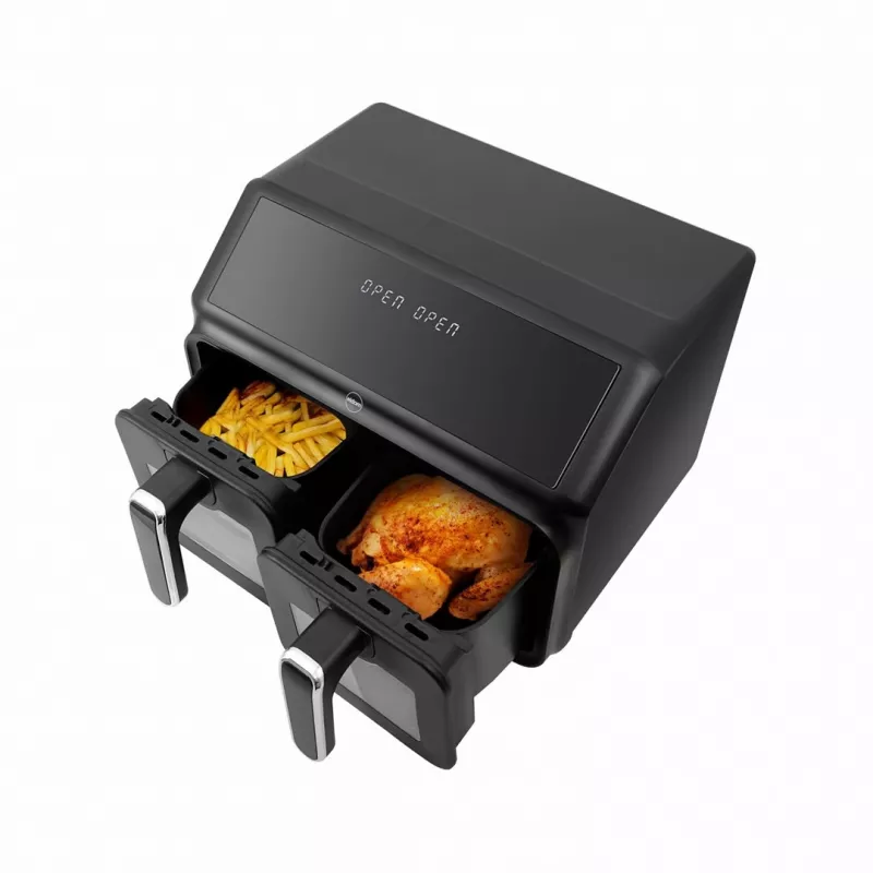 ELDOM FR210 DualCrisp Divu Grozu Fritieris, 2200 W, 8 L Tilpums, LED Displejs, Melns
