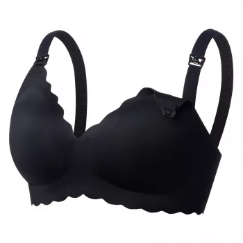 MOMCOZY YN46 Seamless Support Floral Nursing Bra Melns 2XL