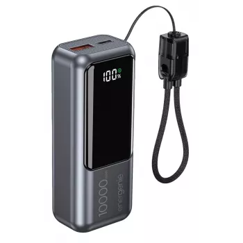 Gembird PB10-PD20-LCD-02 kompakts ātrās uzlādes power bank ar LCD displeju, 20W, 10000 mAh, Space Grey