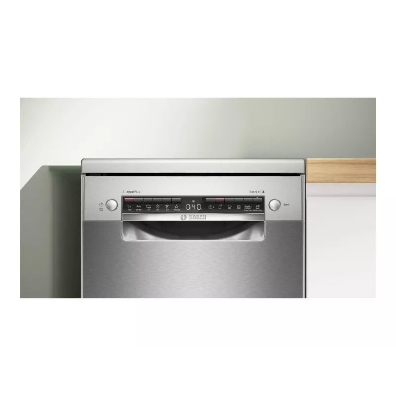 Bosch SPS4HMI13E Brīvi stāvoša trauku mazgājamā mašīna, 45 cm, Energoklase D, Inox