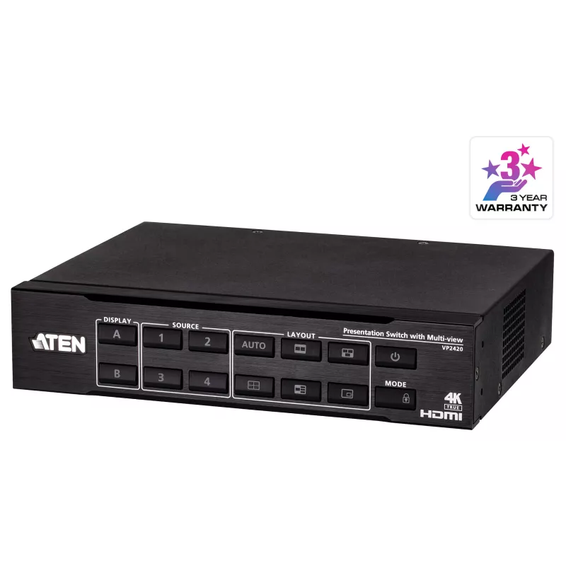 ATEN VP2420 4x2 True 4K Presentation Matrix Switch ar Multi View