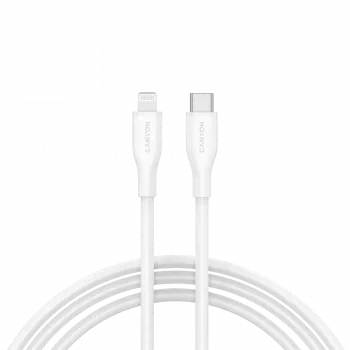 Canyon CLNM60SC10 USB-C uz Lightning kabelis 1m 60W MFi Silikona Balts