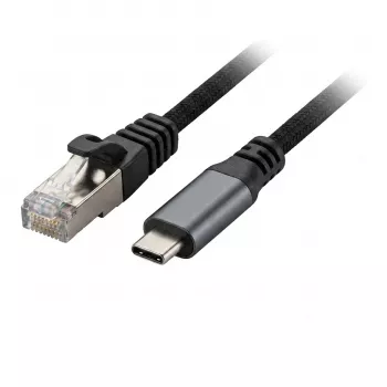 Synergy 21 USB 3.2 Type-C to RJ45 Gigabit Ethernet Adapter Cable 2,0m Black Textile