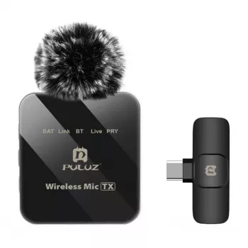 PULUZ PU648B Bezvadu Mikrofons (USB-C) - Profesionāls Lavaljē Mikrofons ar ENC Trokšņu Samazināšanu, 10m Diapazons, 12h Akumulators