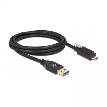 Delock USB 10 Gbps Cable Type-A Male to USB Type-C™ Male with Screw Lock Top 2 m Black