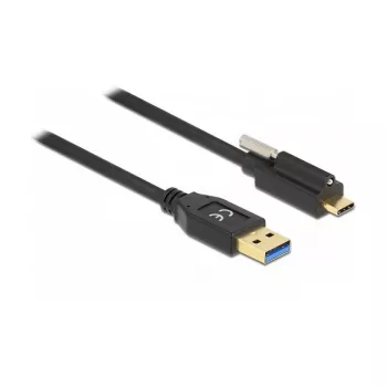 Delock USB 10 Gbps Cable Type-A Male to USB Type-C™ Male with Screw Lock Top 2 m Black