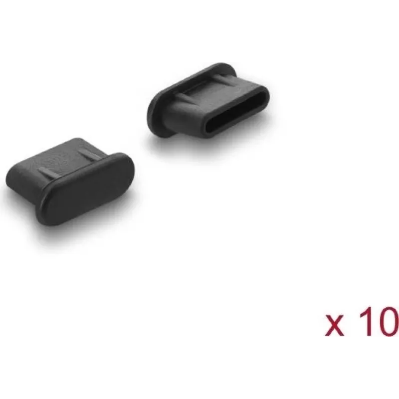 Delock Putekļu aizsardzība USB Type-C sieviešu portam, 10 gab., Silikons, Melns (87408)