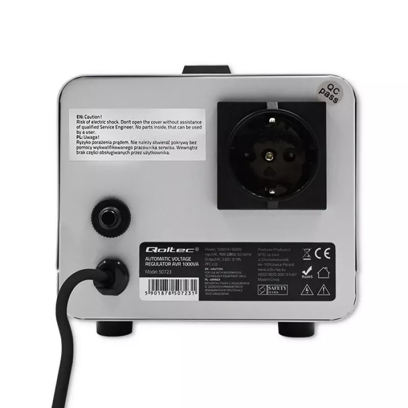Qoltec 50723 Automātiskais sprieguma stabilizators AVR 1000VA