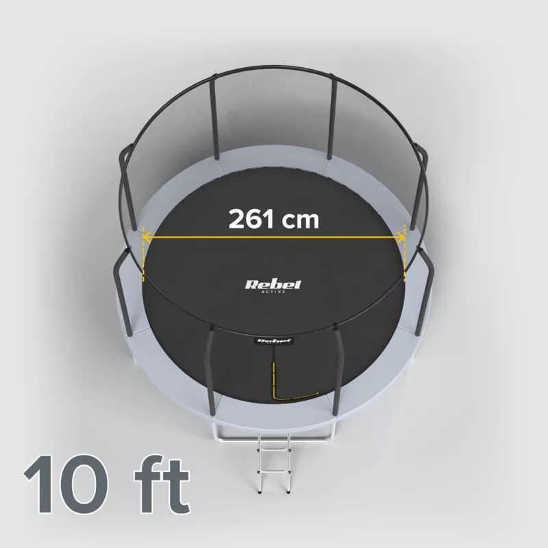 REBEL Active Trampoline PRO 10ft/305 cm ar drošības tīklu, Melns/Zils