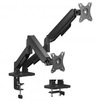 Equip Divu Monitoru Galda Stiprinājums 17-32 inch Ekrāniem, 360° Rotācija, Gāzes Atspere, 9 kg, Melns