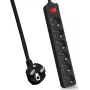 Helos Power Strip CLASSIC, 6-Way, Black, 5.0m, with Switch