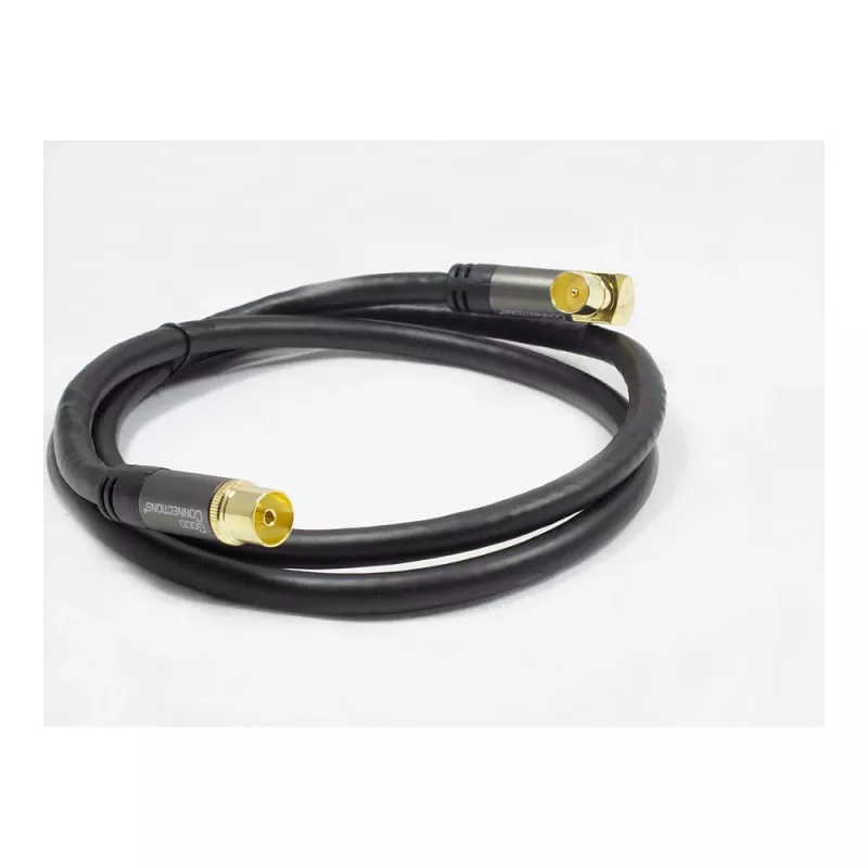 Good Connections SmartFLEX SAT antennas kabelis, IEC/Coax leņķa spraudnis pret ligzdu, apzeltīts, četrkārtīgi ekranēts, 120 dB, melns, 1,5 m (GC-M2072)