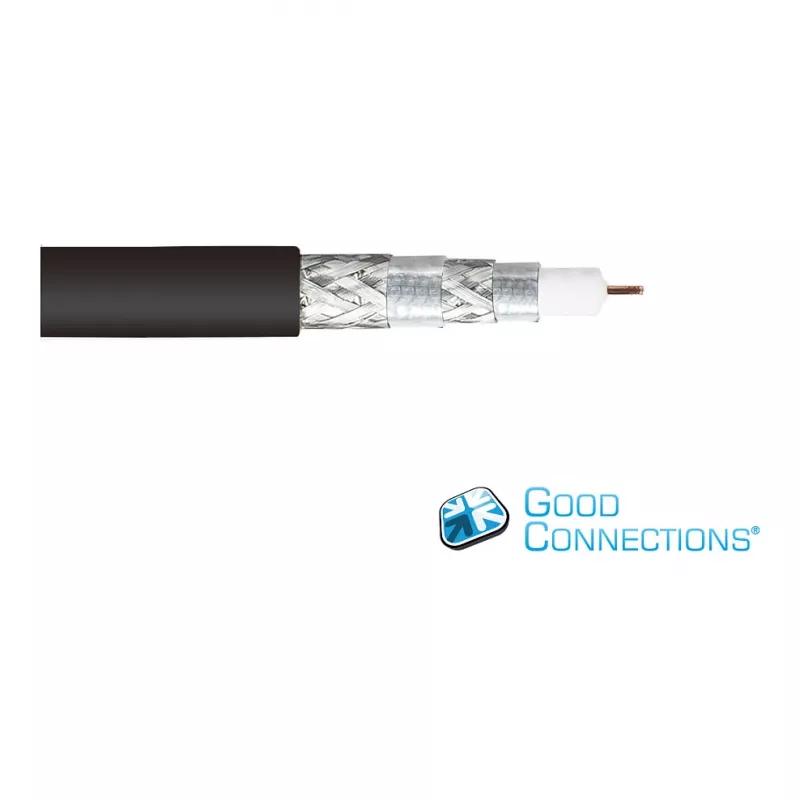 Good Connections SmartFLEX SAT antennas kabelis, IEC/Coax leņķa spraudnis pret ligzdu, apzeltīts, četrkārtīgi ekranēts, 120 dB, melns, 1,5 m (GC-M2072)