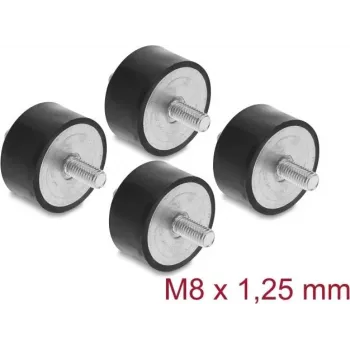 Delock Vibration Damper M8 x 1,25 mm D 40 x H 20 mm with 2 x Male Threads 4 Pieces Black (60817)