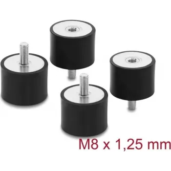 Delock Vibrācijas slāpētājs M8 x 1,25 mm D 40 x H 30 mm ar vīrišķo un sievišķo vītni 4 gab. Melns (60822)