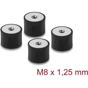 Delock Vibrāciju slāpētājs M8 x 1,25 mm D 30 x H 20 mm ar 2x iekšējo vītni 4 gabali Melns (60827)