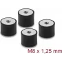 Delock Vibration Damper M8 x 1.25 mm D 40 x H 30 mm with 2 x Internal Thread 4 Pieces Black