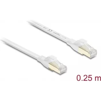Delock RJ45 Flat Patch Cable Cat.8.1 U/FTP up to 40 Gbps 0,25 m White (81023)