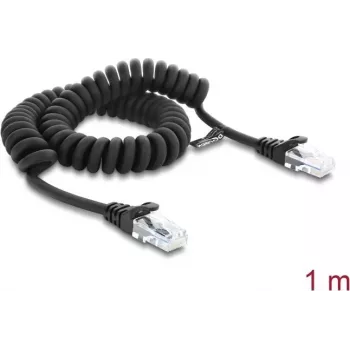 Delock RJ50 Coiled Cable Male to Male 1 m Black (88161)