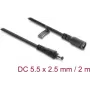 Delock DC pagarinājuma kabelis 5.5 x 2.5 mm spraudnis uz ligzdu ar bajonetes fiksatoru 18 AWG, 2 m melns (67393)