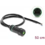 Delock RJ45 Female to Open Cable Ends Cat.6 Panel Mount Cable with M16.8 x 1,5 mm Thread and Housing 50 cm Black (87181)