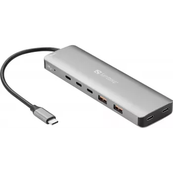 Sandberg USB-C to 5x USB-C + 2x USB-A Hub, 100W, USB 3.2 Gen 1, Grey