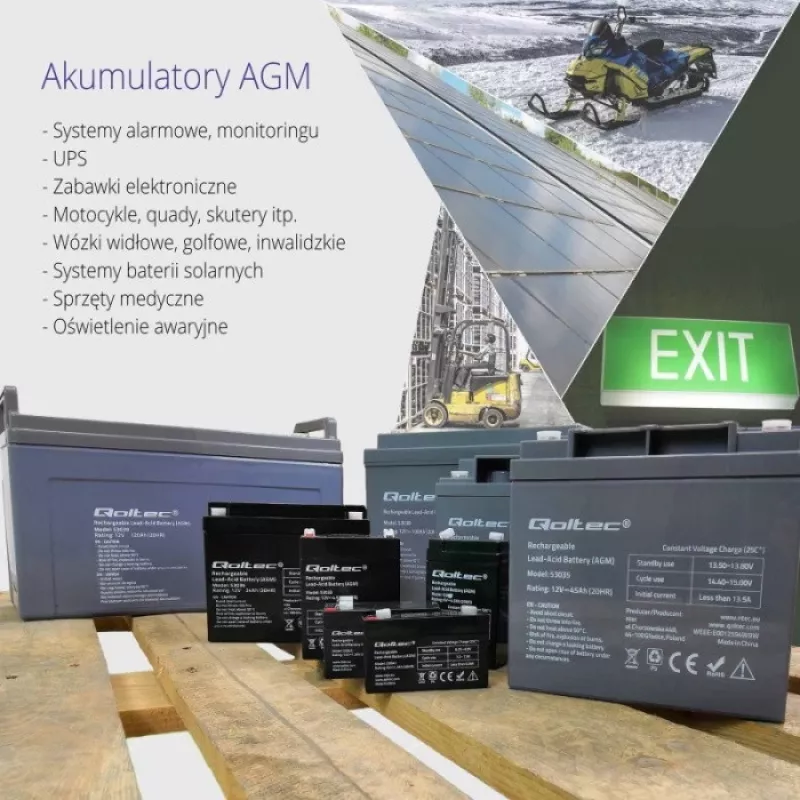 Qoltec 53035 AGM Akumulators 12V 45Ah 540A