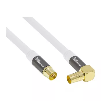Good Connections SmartFLEX SAT Antenas kabelis, IEC/Coax leņķveida vīriņš uz sieviņu, apzeltīts, četrkārtīgi ekranēts, 120 dB, balts, 2 m (GC-M2063)