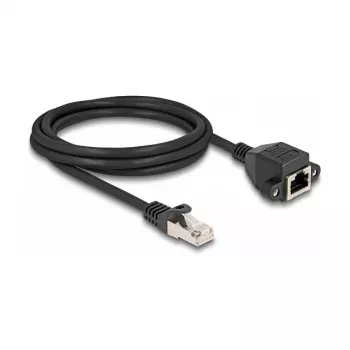 Delock RJ50 pagarinājuma kabelis vīriņš–māte S/FTP 2 m Melns