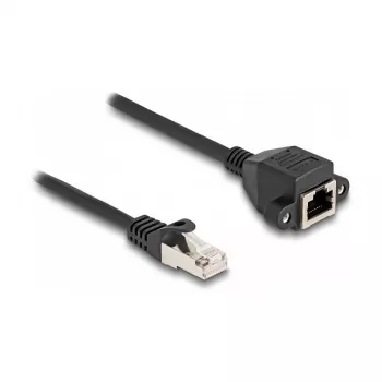 Delock RJ50 pagarinājuma kabelis vīriņš–māte S/FTP 2 m Melns