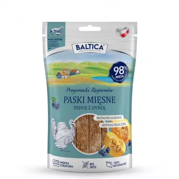 BALTICA Przysmaki Regionów Meat Strips Turkey with Pumpkin – Dog Treat – 90 g