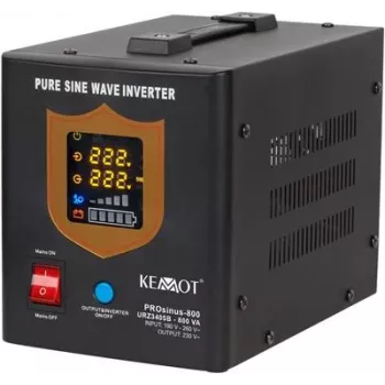 KEMOT PROsinus-800 Nepārtrauktās barošanas avots 800VA/500W Tīrs sinusvilnis 12V 230V Melns