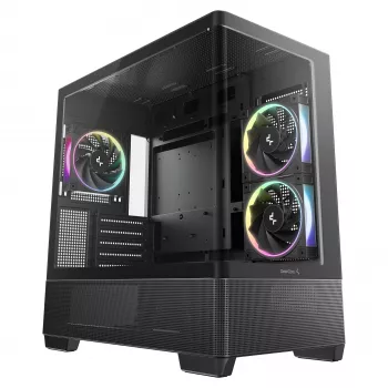 DeepCool CG380U Mid-Tower Case, Tempered Glass, 3x 120mm ARGB Fans, Black